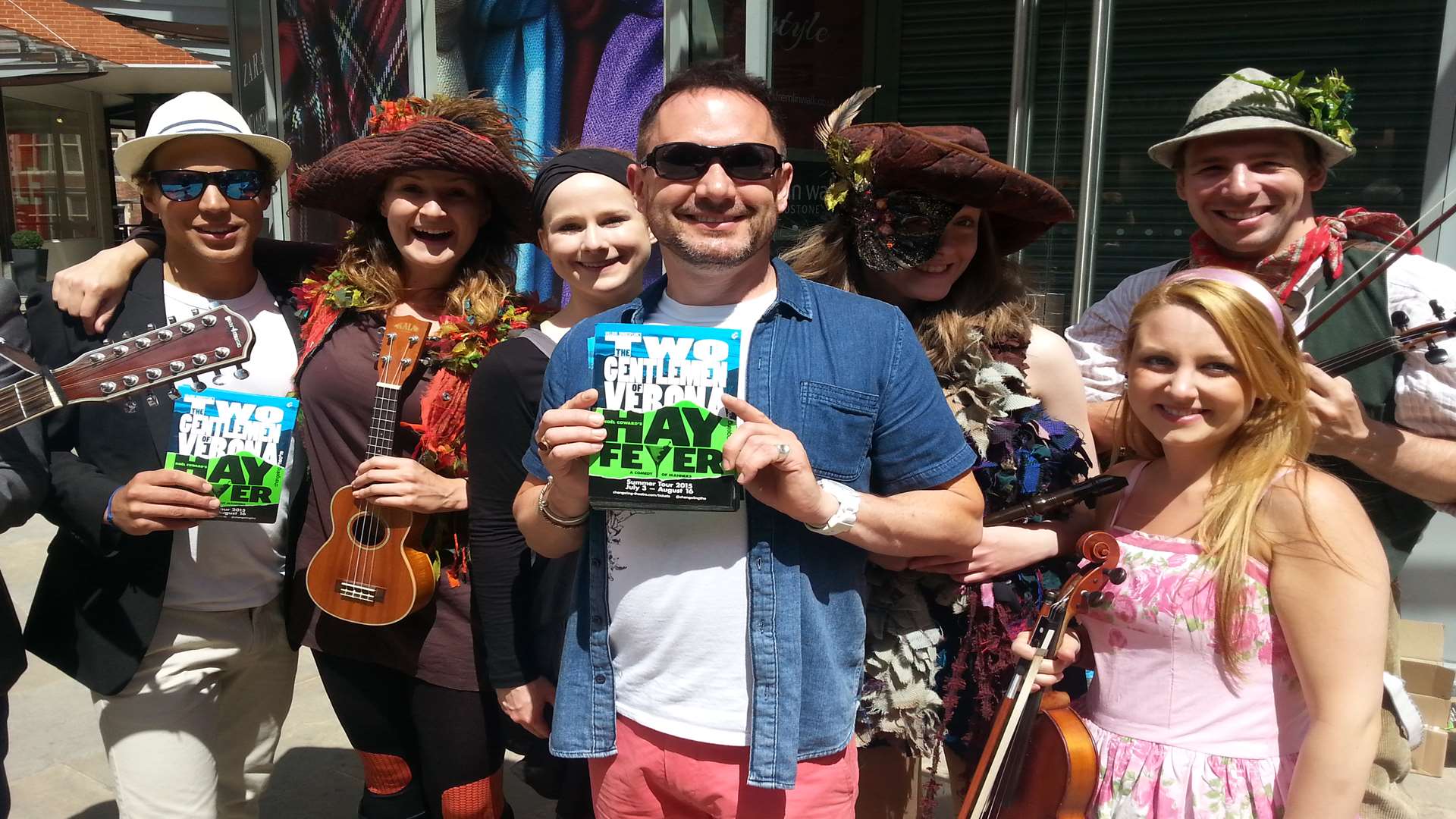 Director Rob Forknall with his cast from The Two Gentlemen of Verona