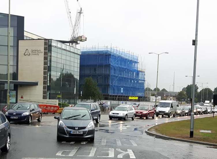 Congested Rhodaus Town, Canterbury, on Saturday afternoon.