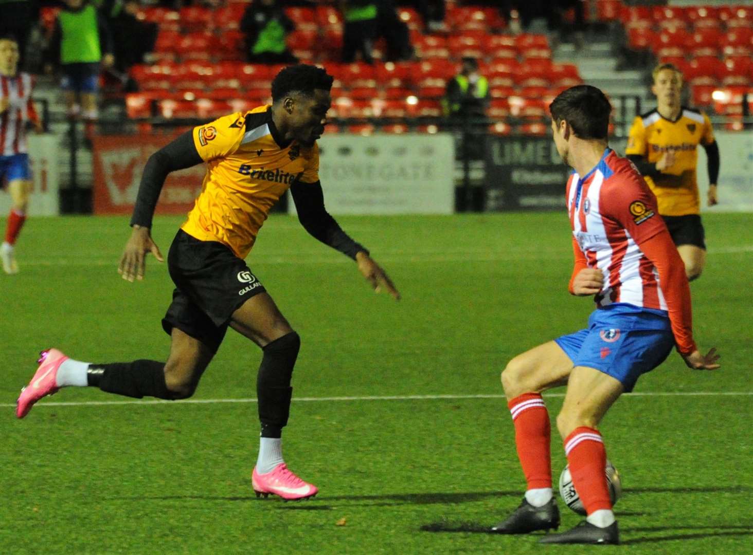 Justin Amaluzor runs at the Dorking defence Picture: Steve Terrell