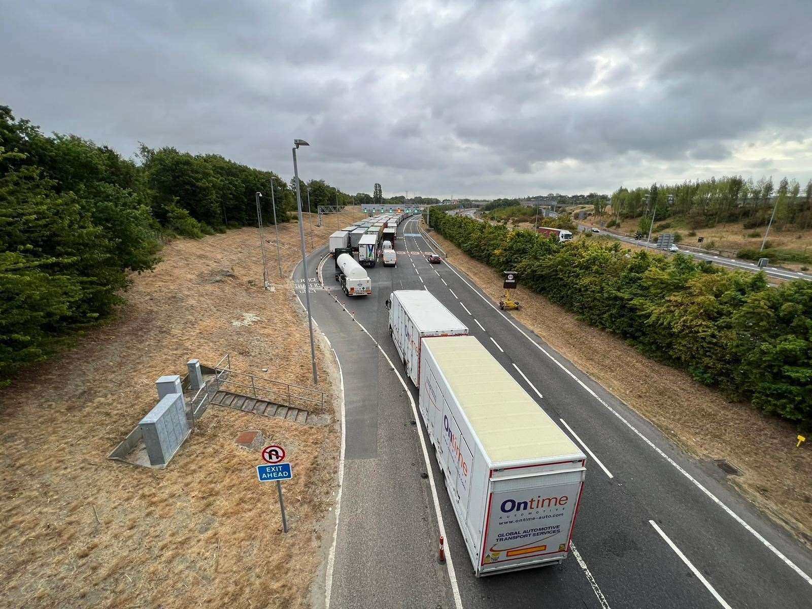 Eurotunnel at Folkestone traffic on Monday morning. Picture: Barry Goodwin