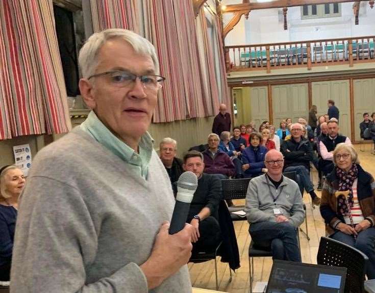 Kim Fletcher addressing a meeting in Cranbrook