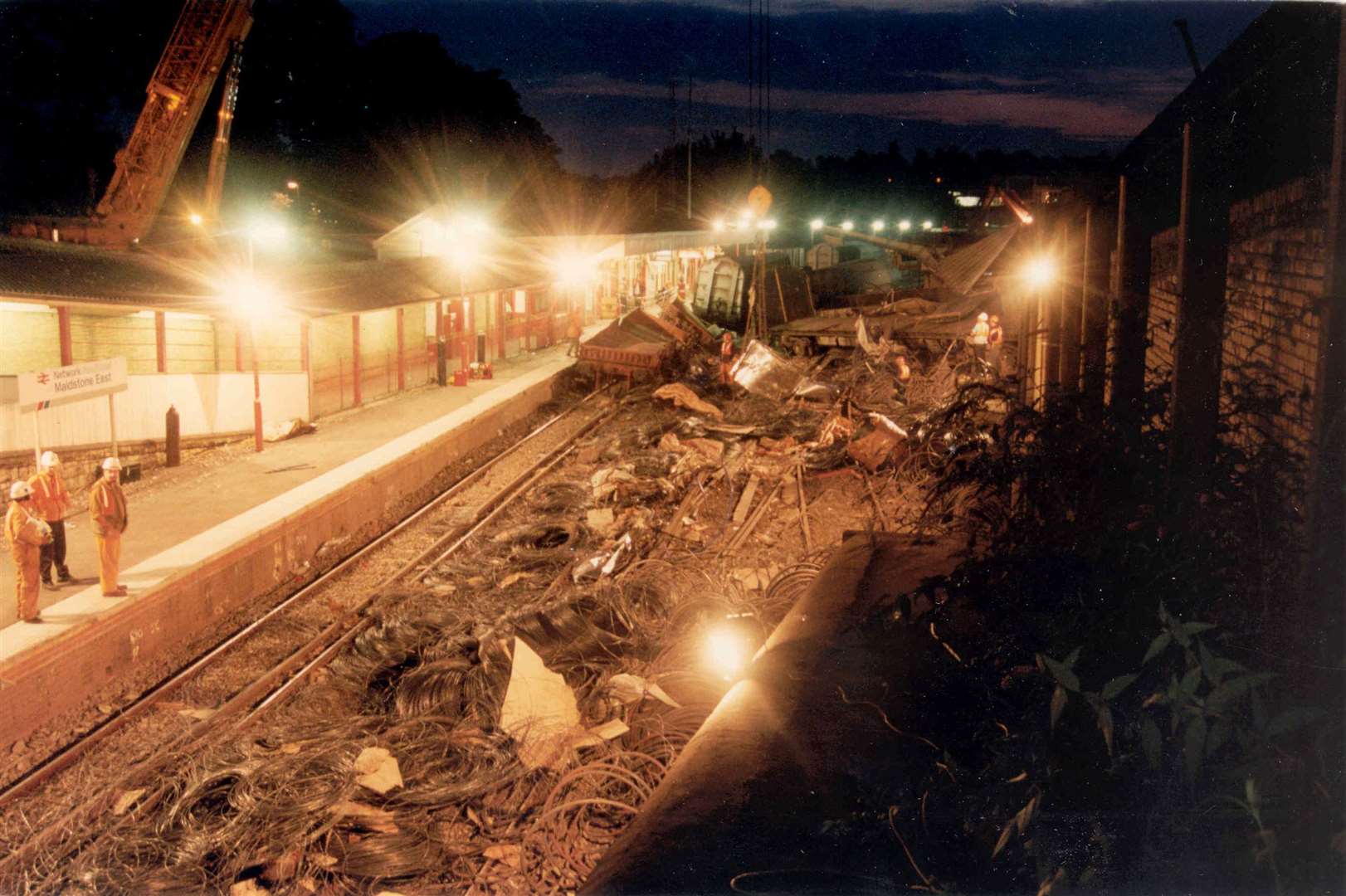 The aftermath of the Maidstone East crash which almost destroyed the station in 1993