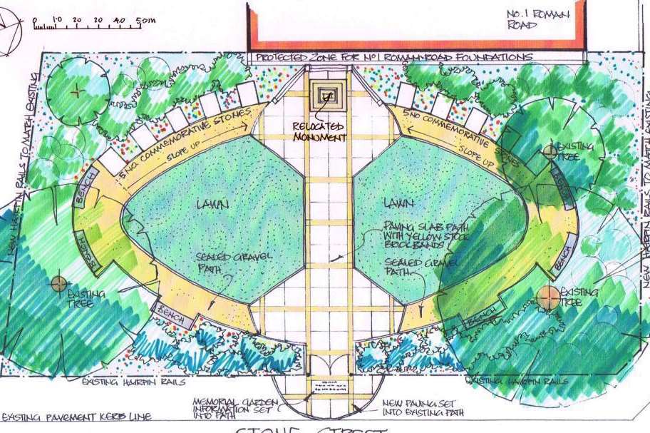 An artist's illustration of the proposed war memorial garden.