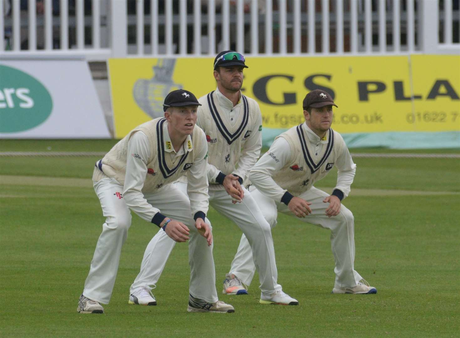 Kent's slip fielders lie in wait. Picture: Chris Davey.