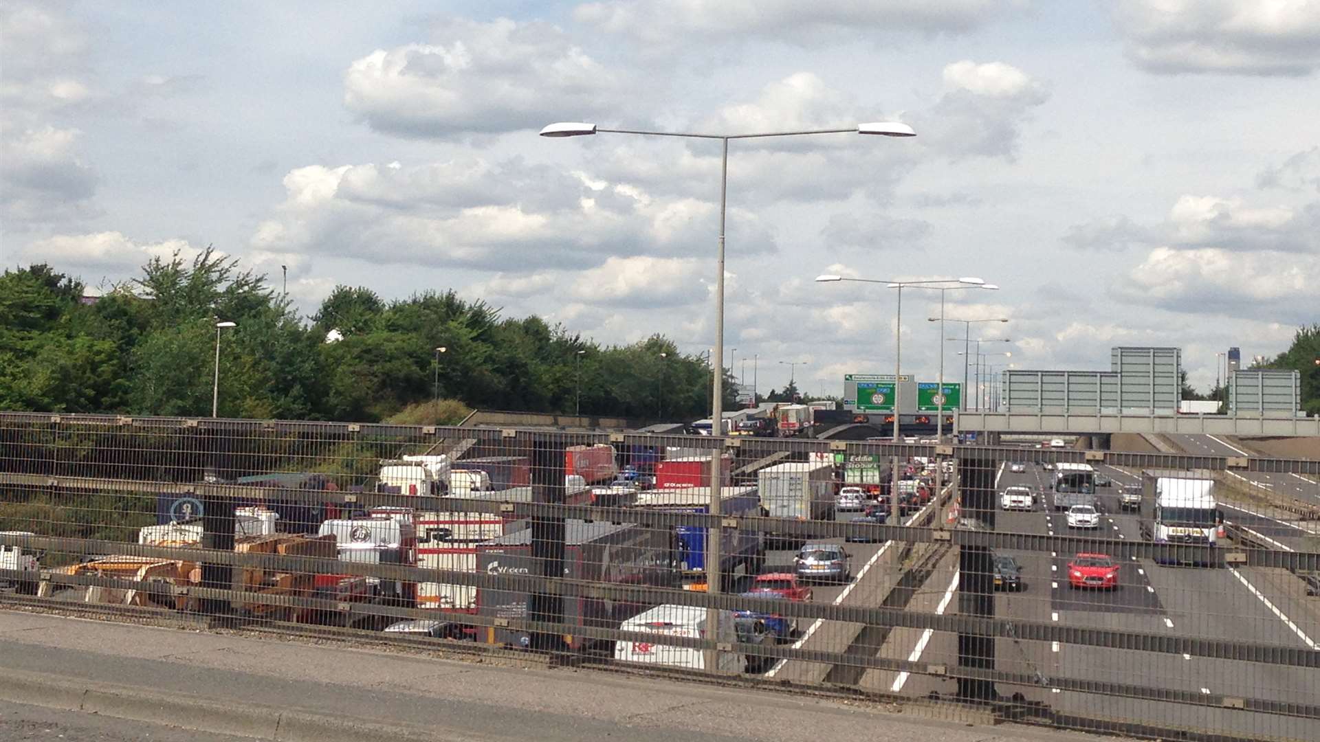 Traffic stretching back for miles on the M25 from the Dartford crossing