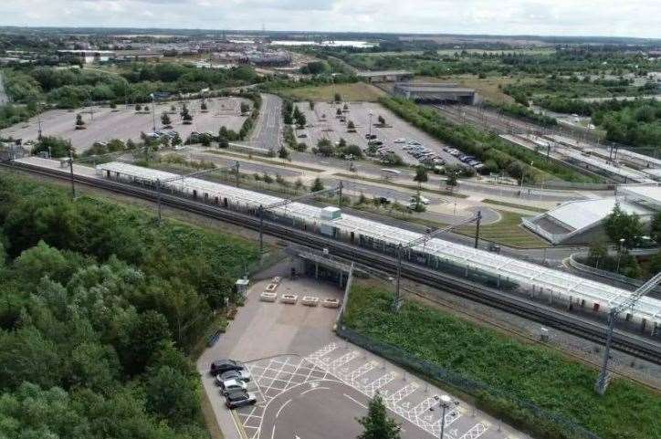 Drone footage showing the area surrounding Ebbsfleet International to be developed. Photo: Ebbsfleet Development Corporation