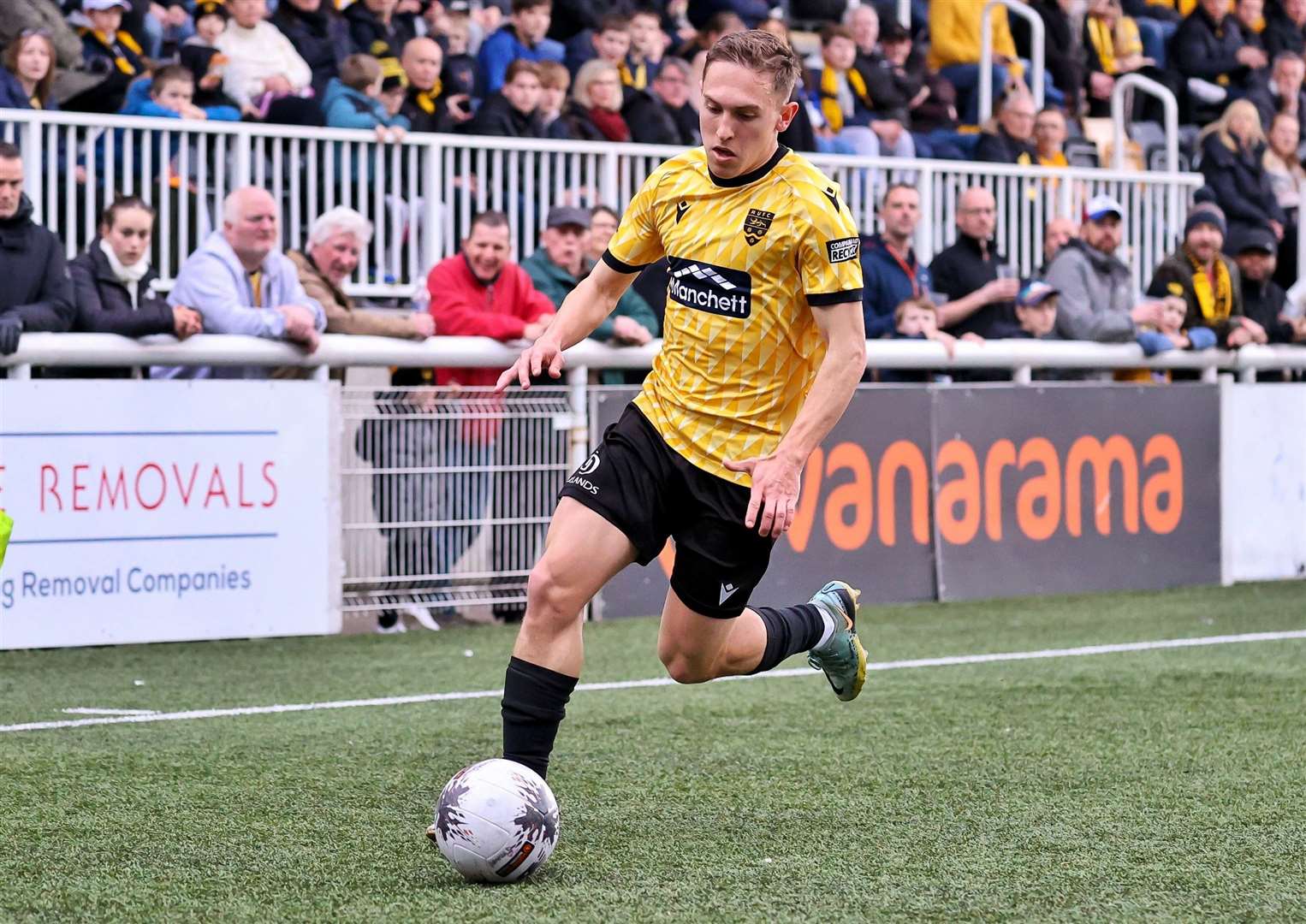 Maidstone striker Matt Rush gets away down the right. Picture: Helen Cooper