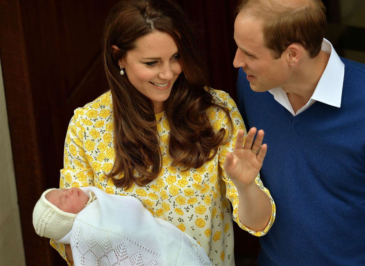 The Duke and Duchess of Cambridge outside the Lindo Wing with newborn Princess Charlotte (John Stillwell/PA)