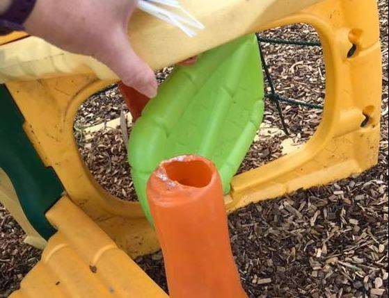 Playground equipment at the pre-school was broken by vandals. Credit: Poplar Pre-School