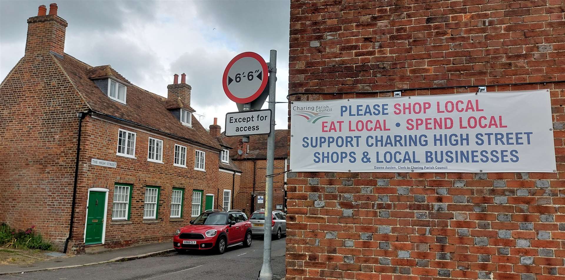 Signs encouraging people to ‘shop local’ have been placed around Charing village