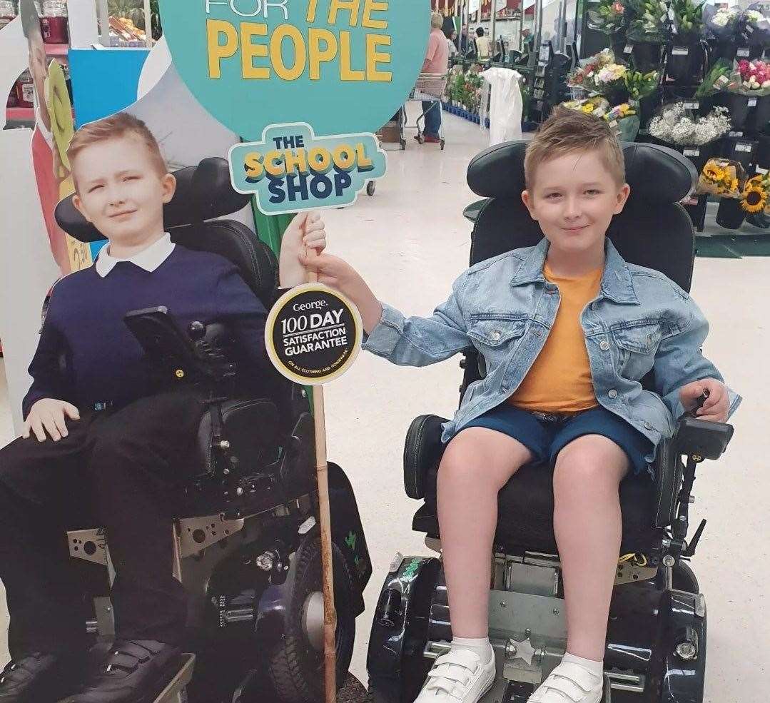 George with his cut-out in Asda. Picture: Lucy Frost