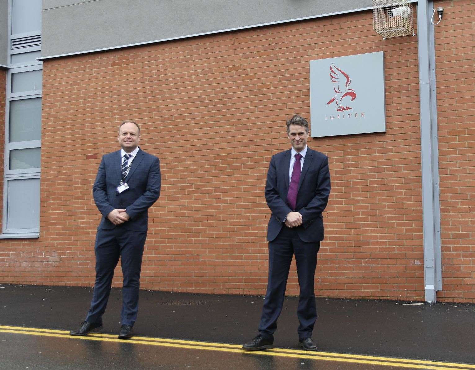 Wilmington Academy Principal Michael Gore, left with Education Secretary Gavin Williamson. Photo: Wilmington Academy/Brandon Baily