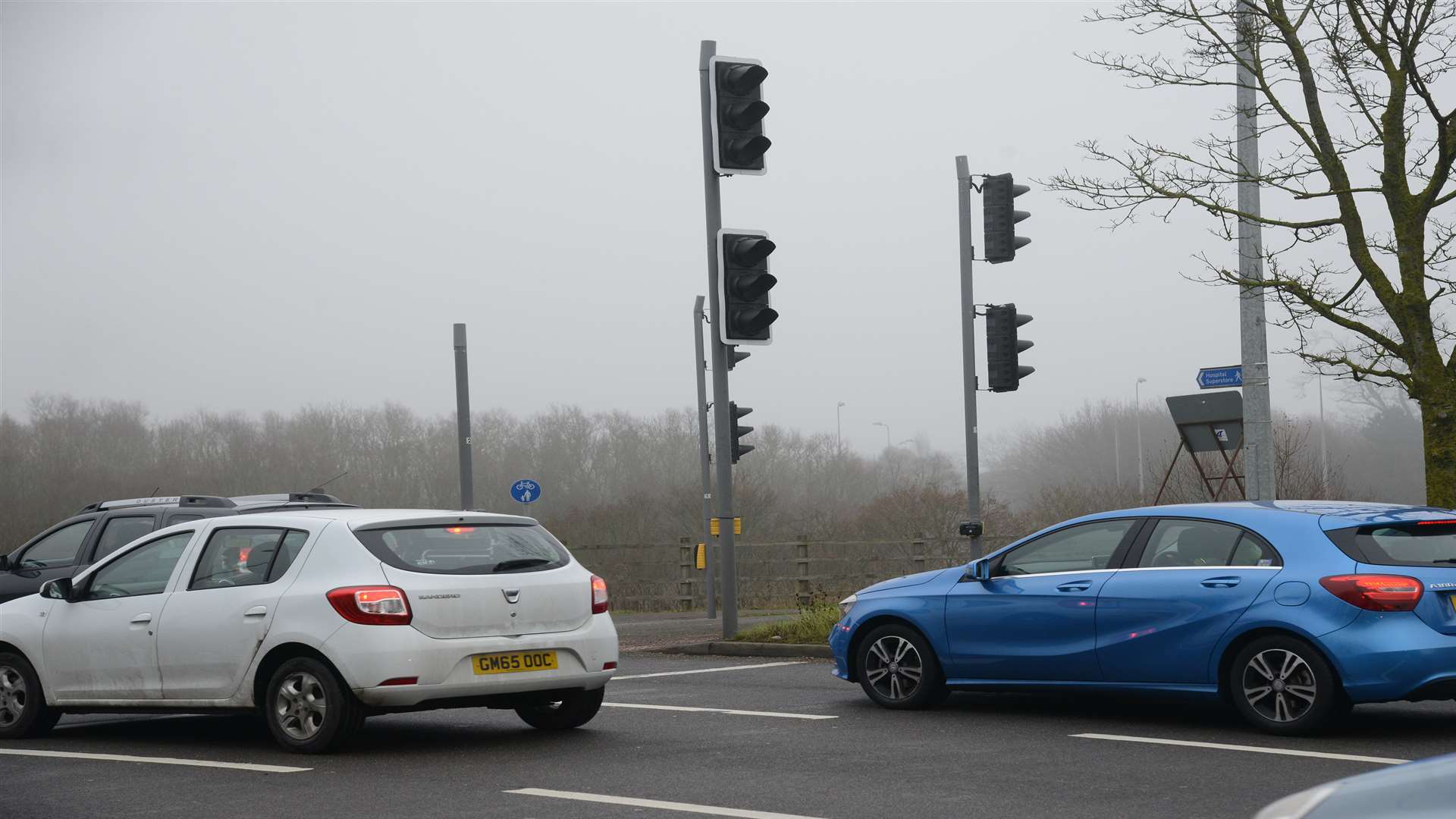 The traffic lights when they were out at Christmas