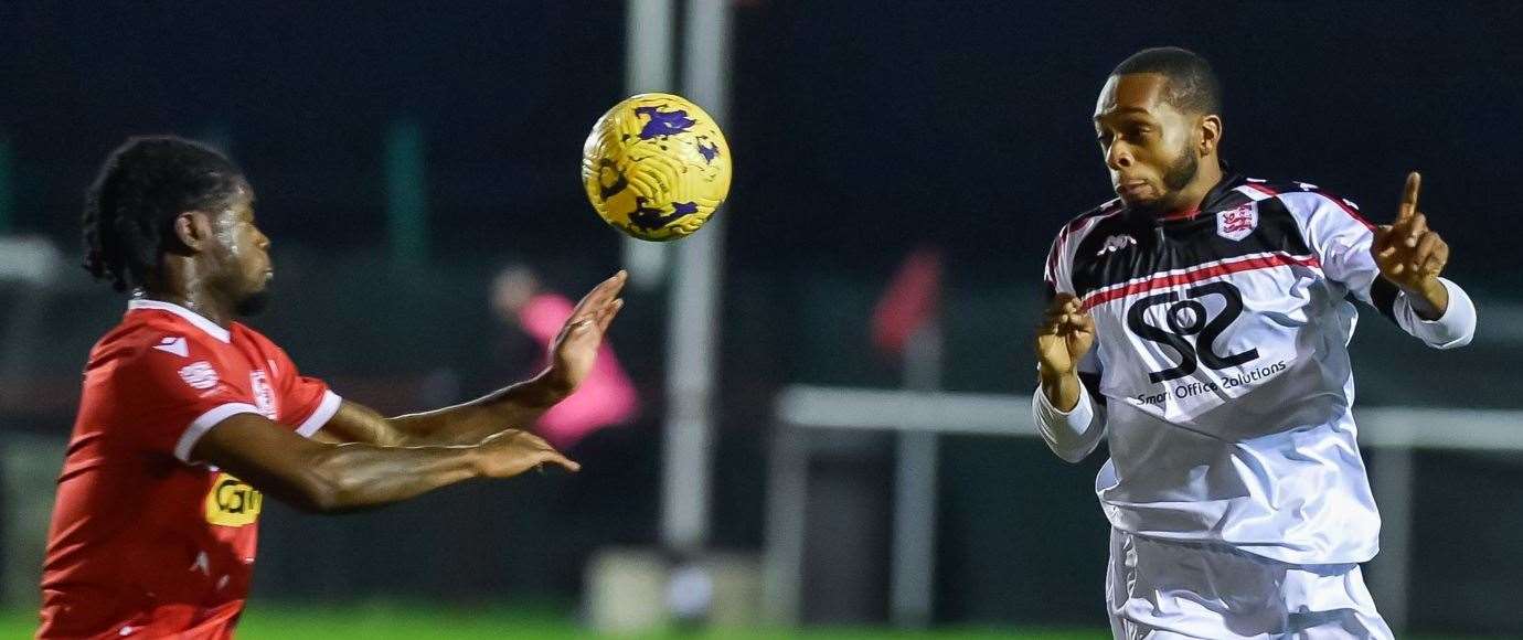 Faversham's Kieron Campbell on the move. Picture: Ian Scammell.