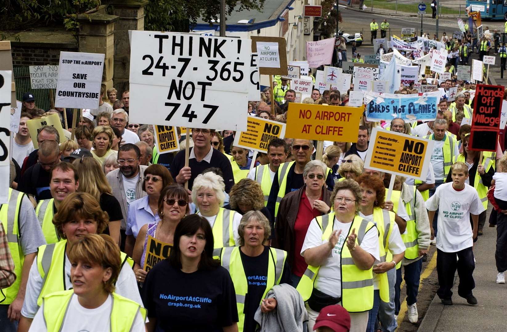 A mass rally against the Cliffe Airport proposals in Chatham in 2002. Picture Grant Falvey