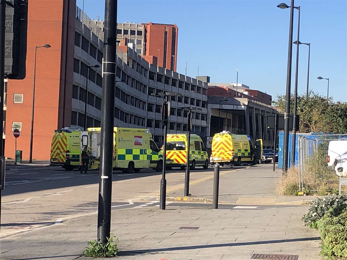 Ambulances at the scene in The Brook, Chatham