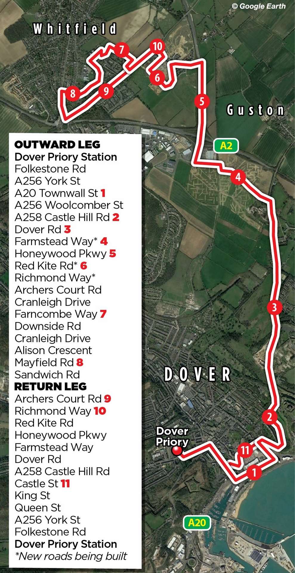 The routes which Dover Fastrack will serve