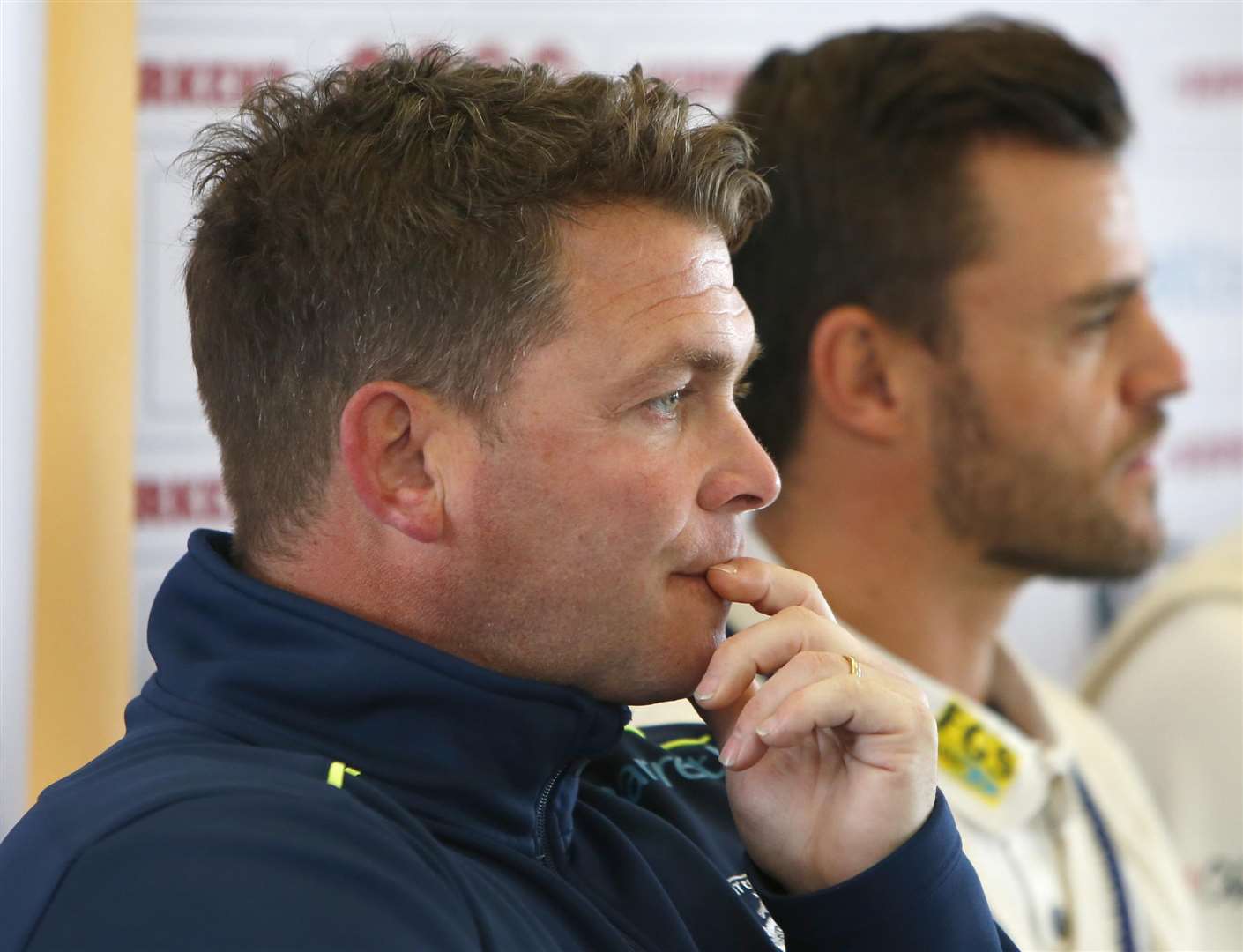 Kent Cricket head coach Matt Walker alongside Heino Kuhn, one of the candidates for the captaincy Picture: Andy Jones