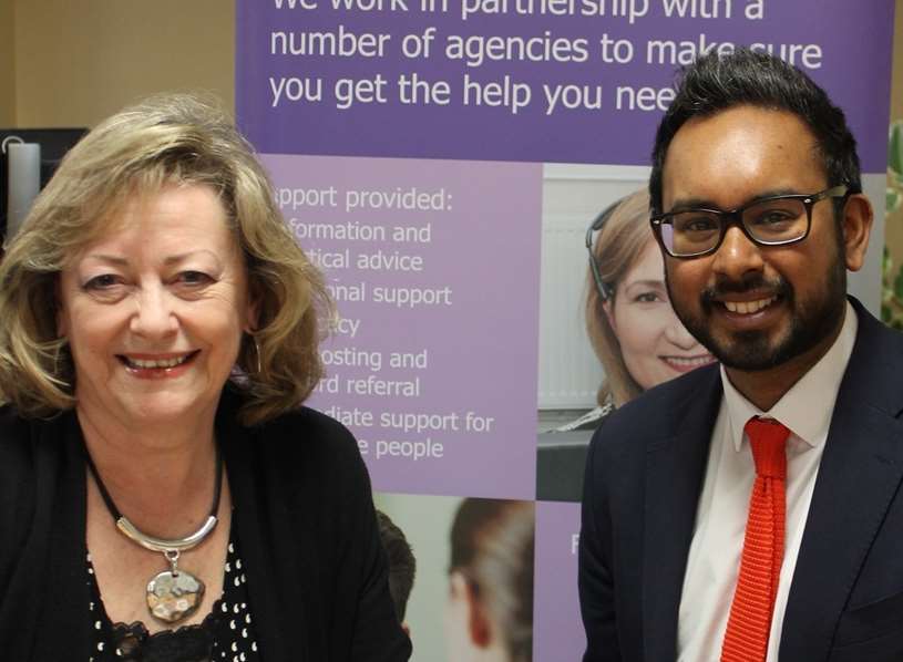 Police commissioner Ann Barnes with Victim Support services director Kultar Nayyar