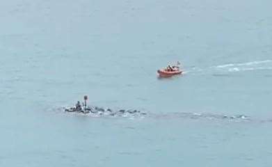 The life boat arrives just in time. Picture: FolkestoneFollow on Instagram (14781920)