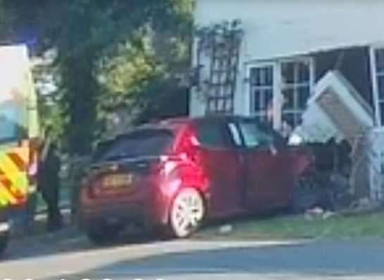 The Toyota Yaris hit the property on Wednesday afternoon