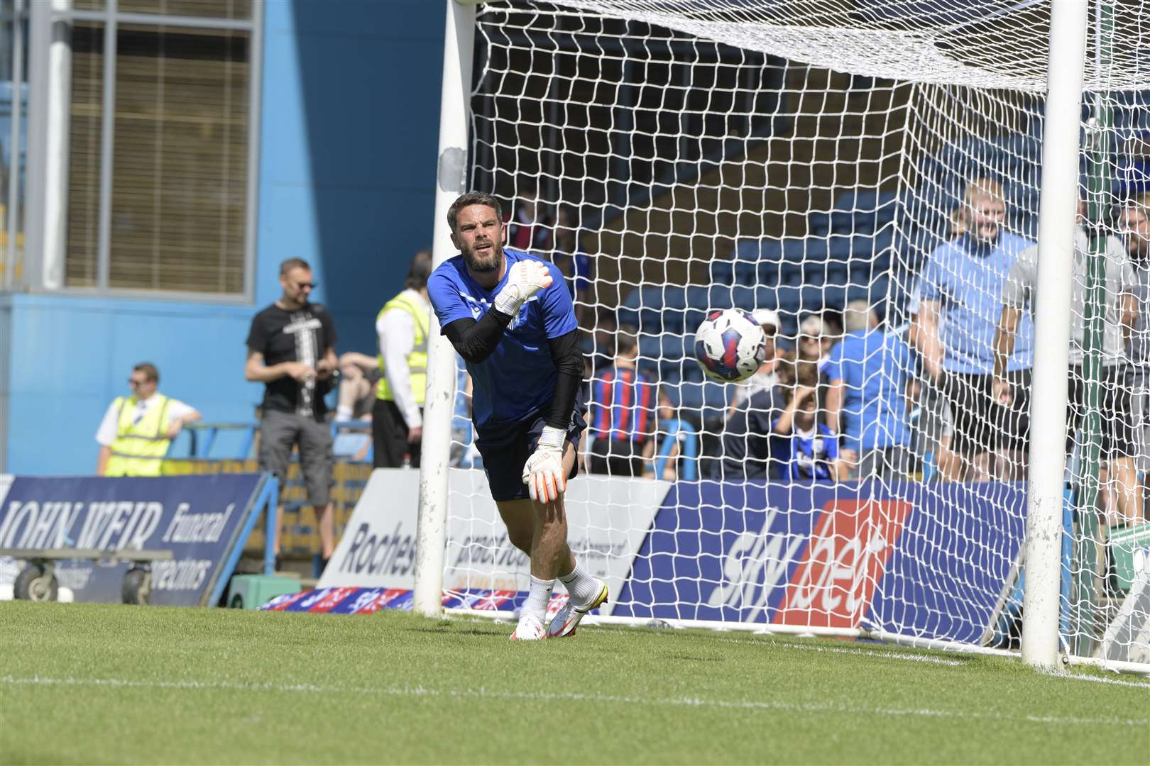 Keeper Glenn Morris warming up infront of the Rainham End Picture: Barry Goodwin