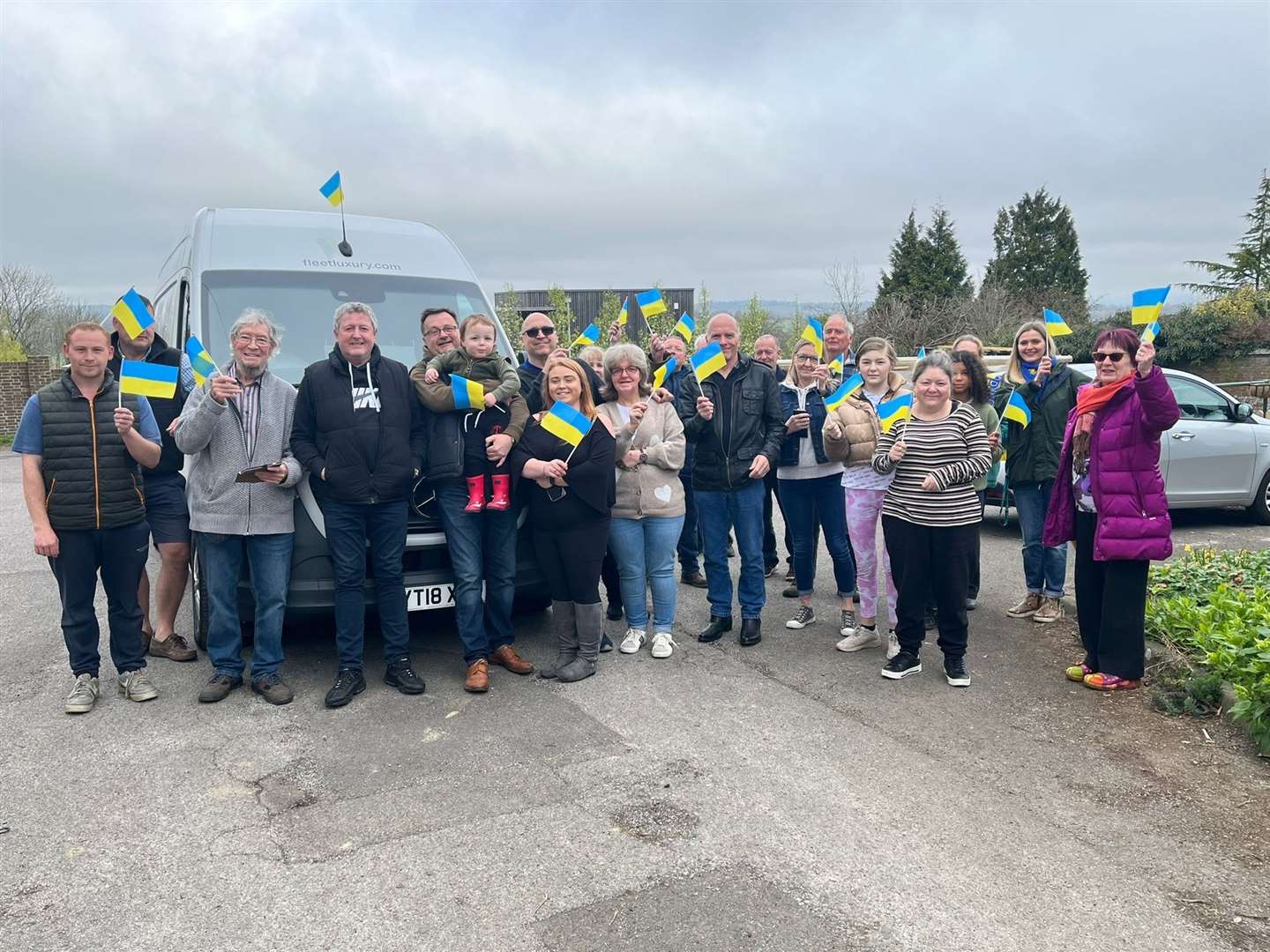 Goudhurst Club waving Chairman Gary Taylor off on his first trip to Ukraine