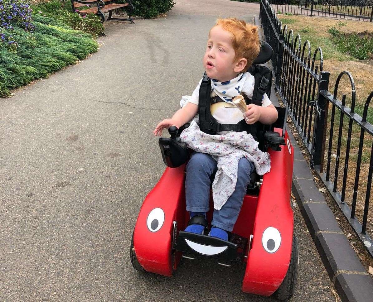 Ezra in his Wizzybug