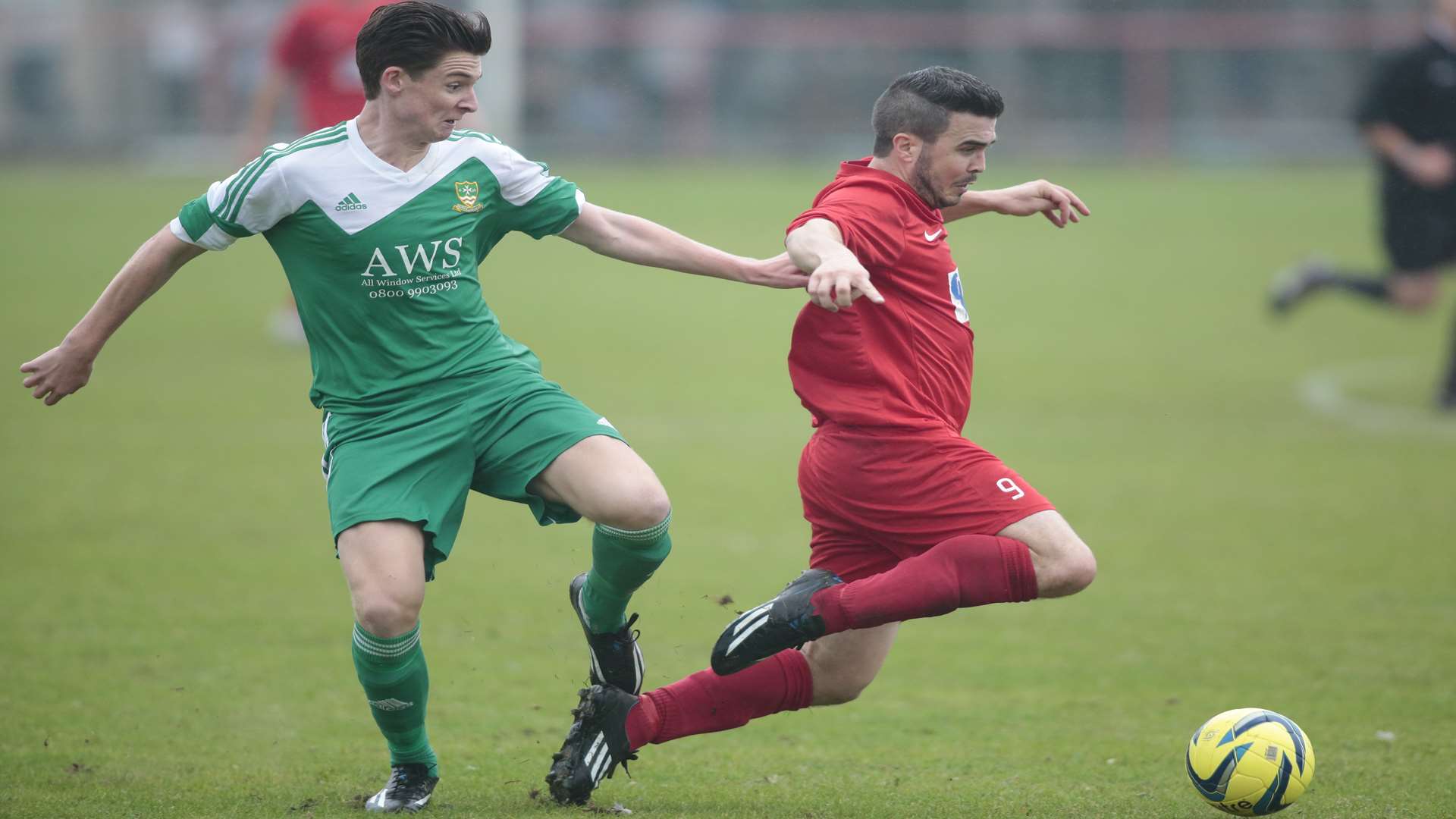 Hollands & Blair's James McDonald brings the ball forward against Sutton Athletic. Picture: Martin Apps FM3411130