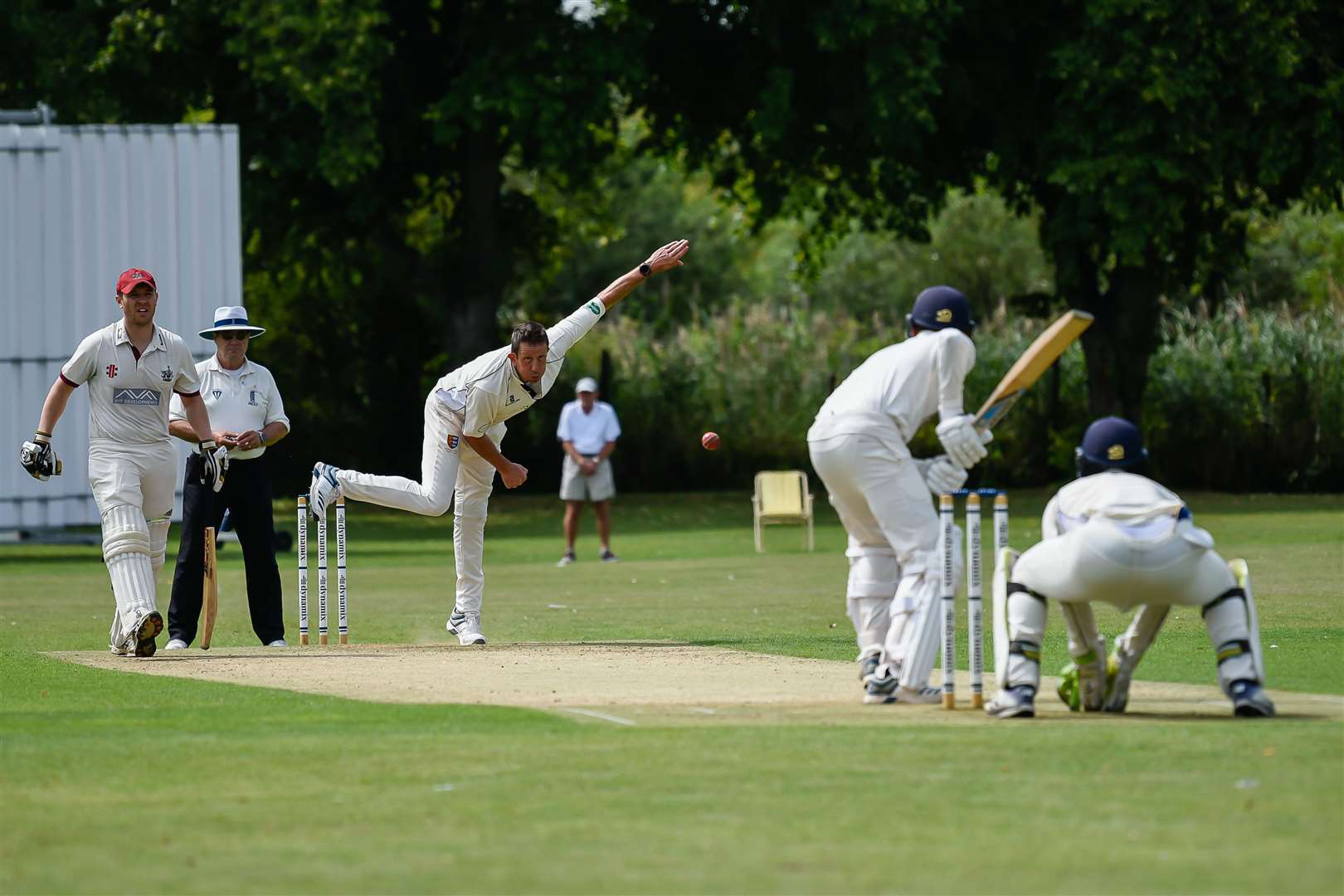 Sandwich's Craig Spanton bowls to Bickley's Safwaan Imitiaz. Picture: Alan Langley