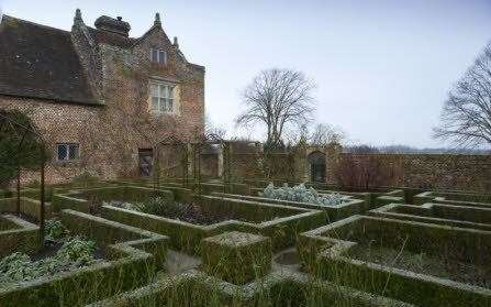 A winter's day in the White Garden at Sissinghurst Castle