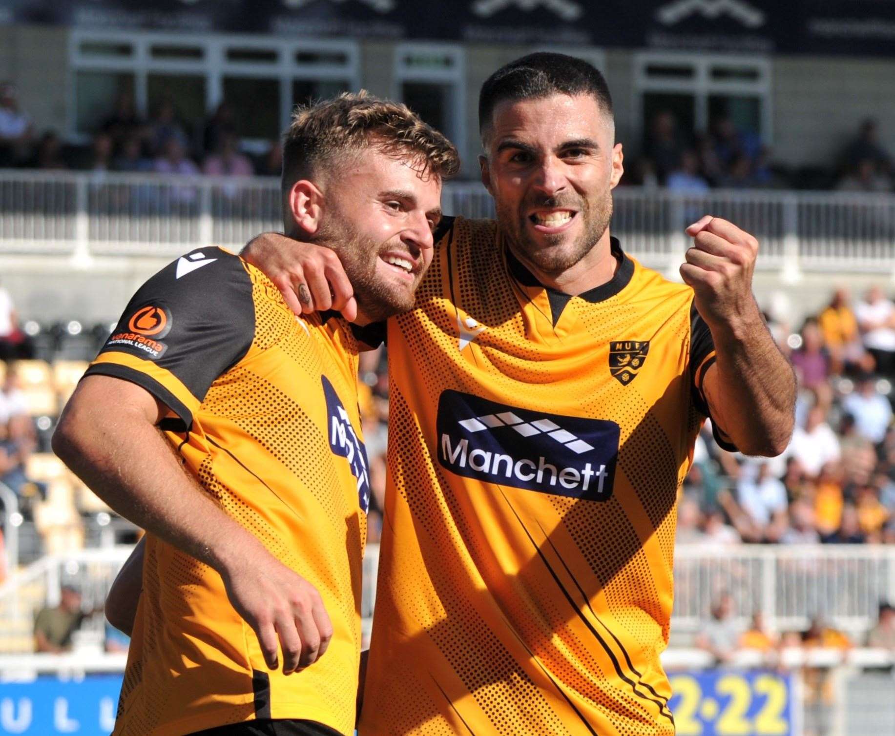 Regan Booty and Joan Luque celebrate against Hemel Hempstead Picture: Steve Terrell