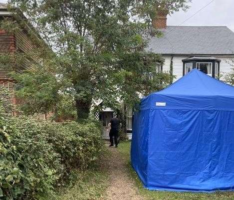 Police at the house in Headcorn Road, Staplehurst, in October