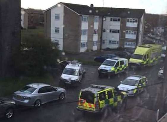 Ambulance crews treated the driver and passenger in Crownfield Road. Pic: Kent999s