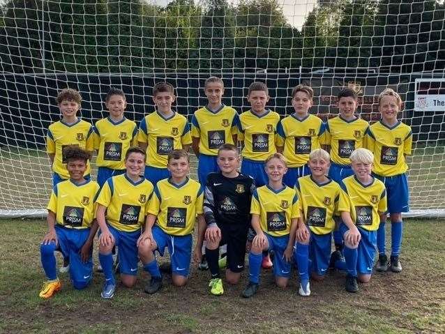 Annie Boichat with her team, Sittingbourne FC Boys