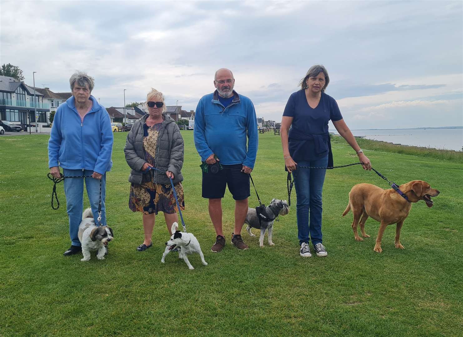 Dog walkers on the Tankerton slopes, near Whitstable