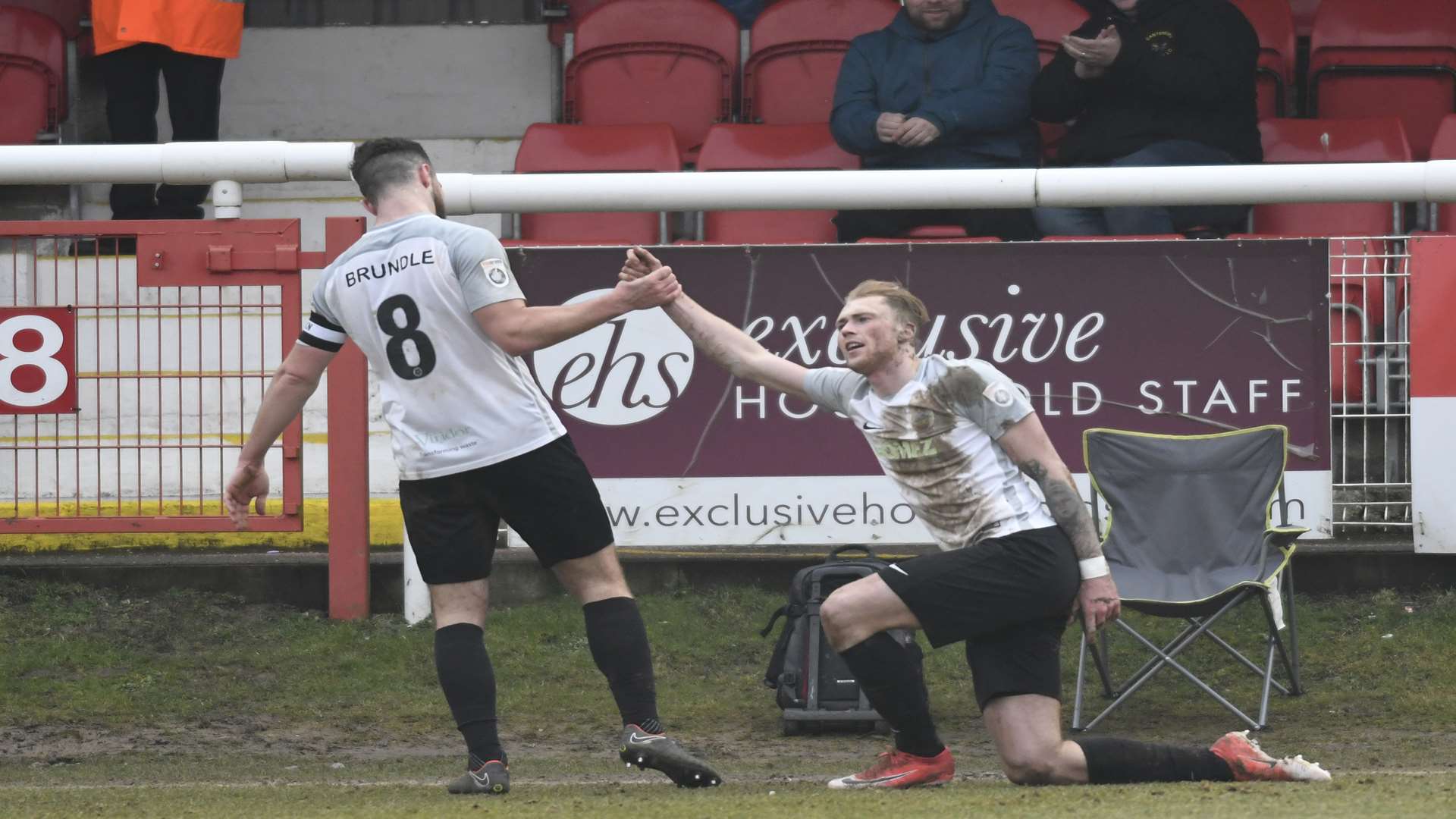 Mitch Brundle and Mitch Pinnock celebrate. Picture: Tony Flashman