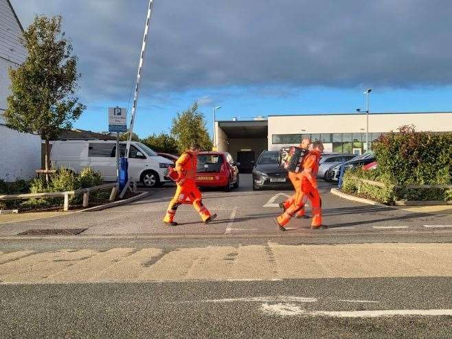 Medics rushing past the Aldi supermarket in Kings Road