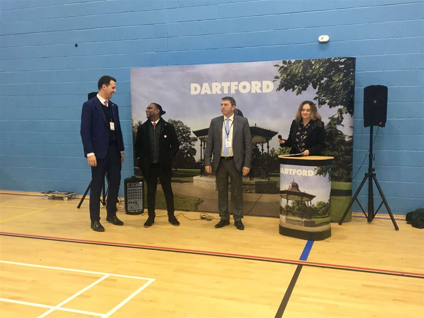 Kyle Marsh (Lib Dem), Sacha Gosine (Lab) and Gareth Johnson (Con) waiting to hear the results of the vote