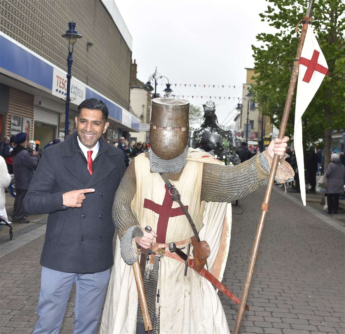 St George with creative director of Cohesion Plus, Gurvinder Sandher. Picture: Jason Arthur