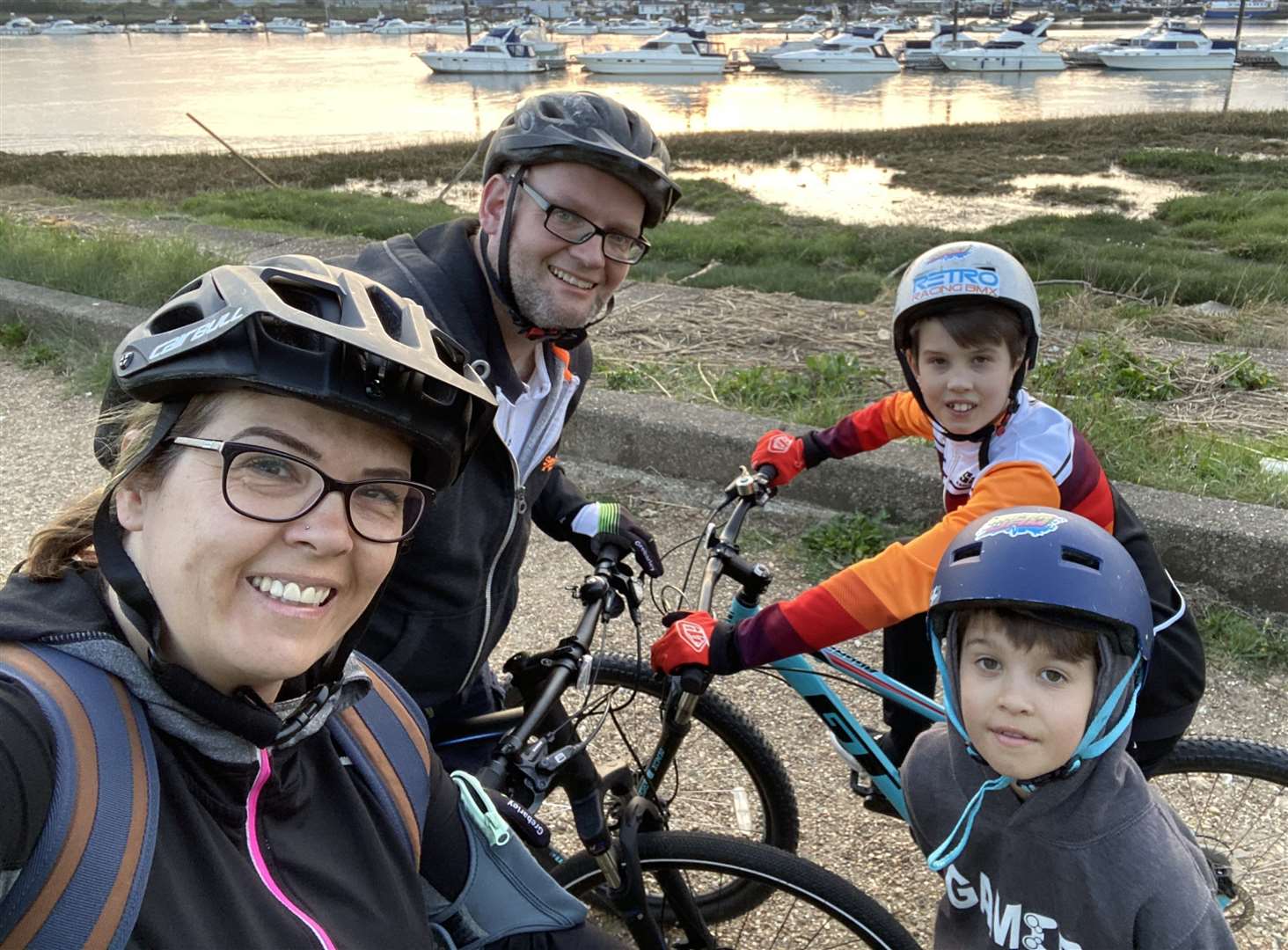 Reuben Smith out with his family for their daily exercise