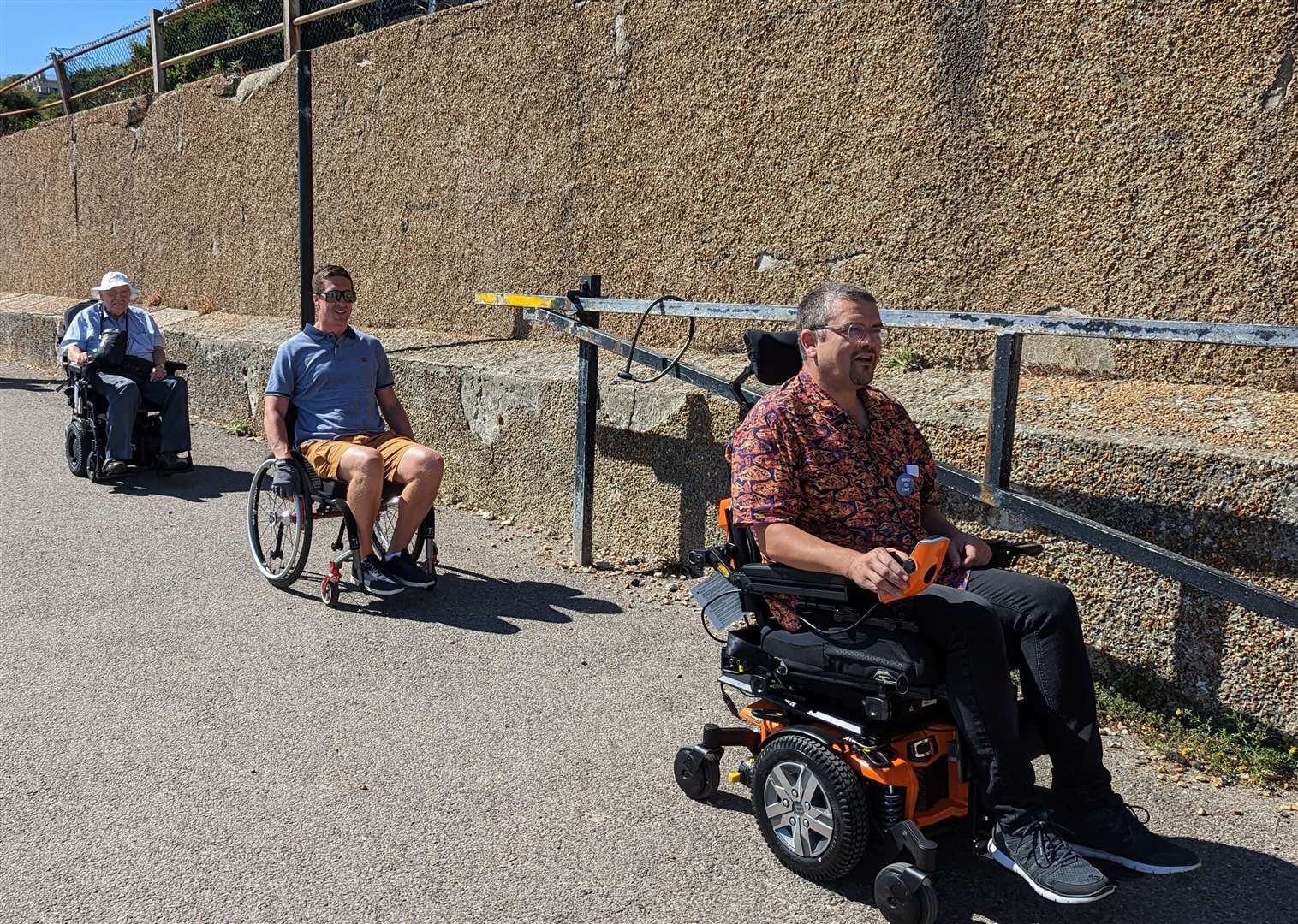 Tim Prater, Adam Rowledge and Alan Risley-Settle on the seafront