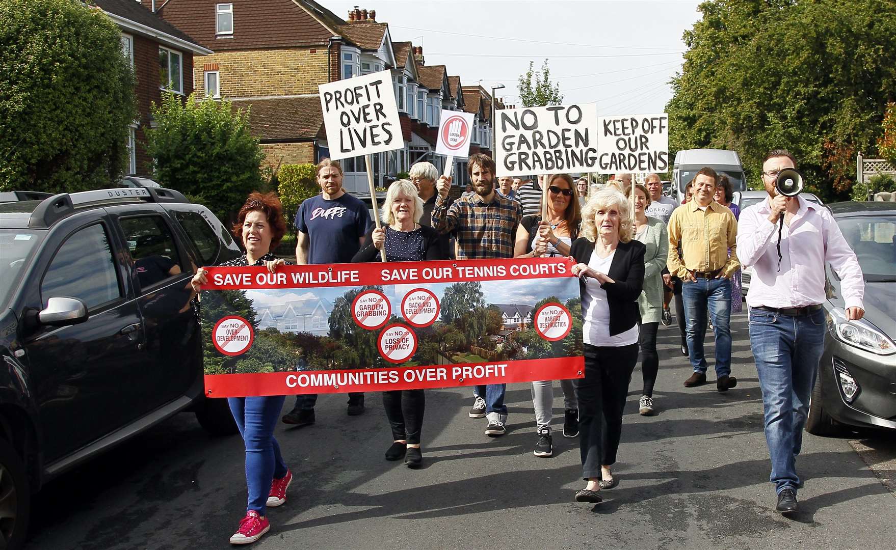 Protesters at Second Avenue close to where the proposed access road to the development will be .Picture: Sean Aidan (15372483)