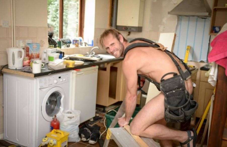 Naturist Robert Jenner works as a carpenter. Picture: SWNS