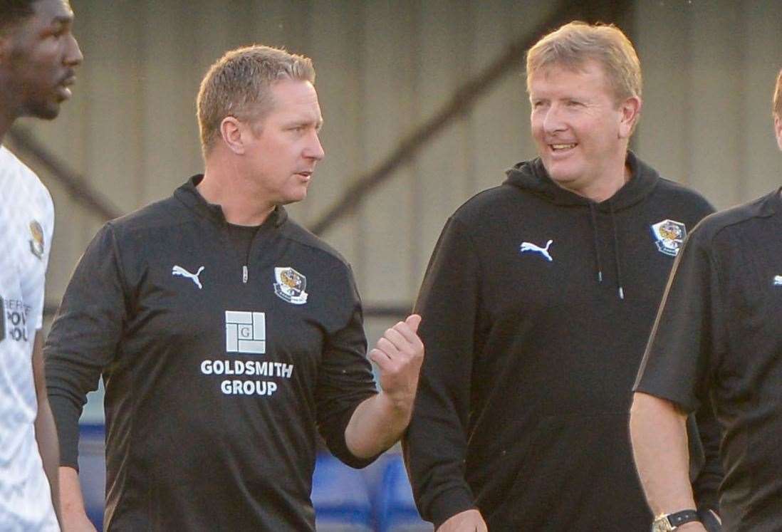 Dartford assistant Roland Edge, left, with boss Ady Pennock Picture: Stuart Watson