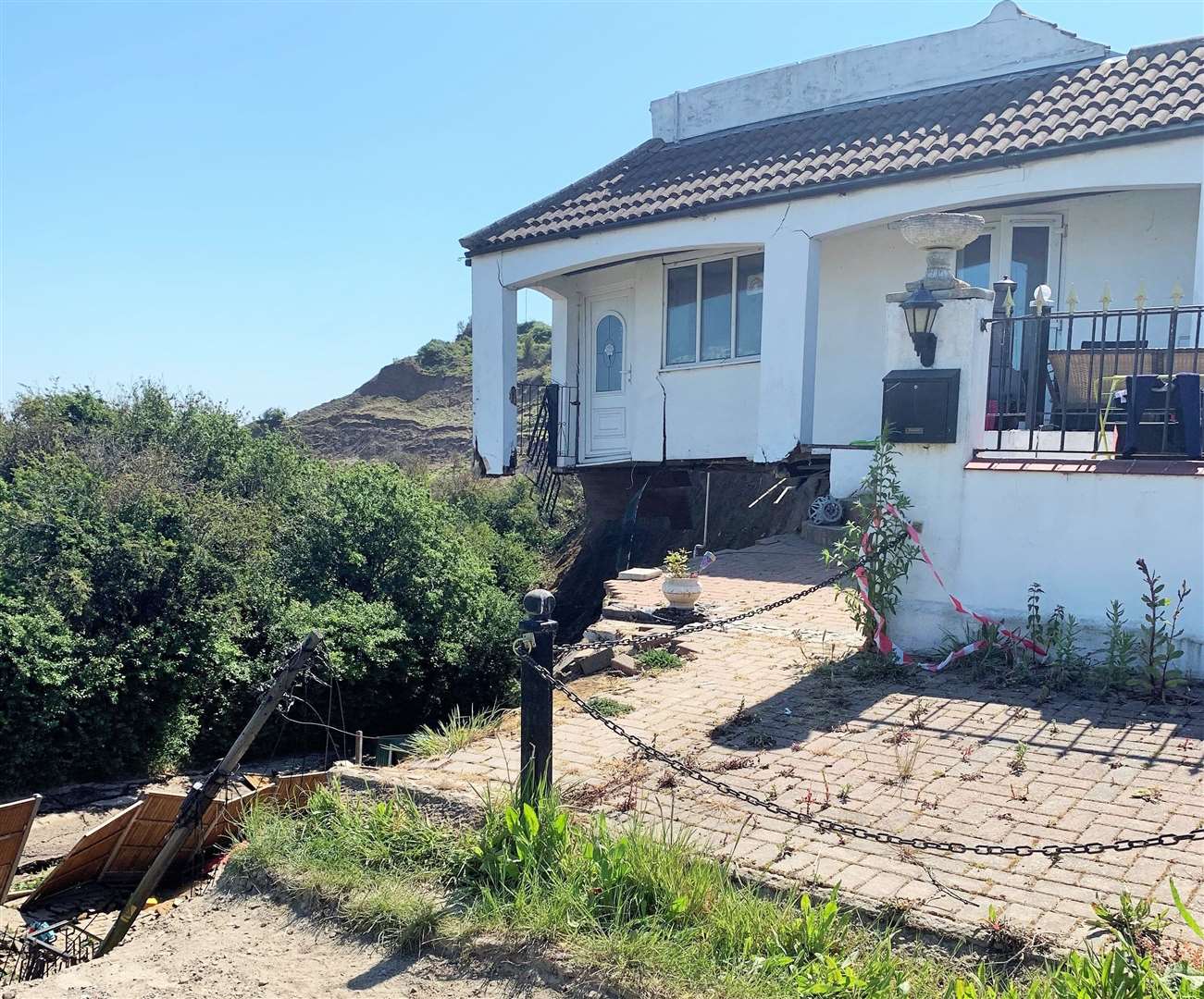 Emergency services were called again this morning as more of the cliff fell away. Picture: Kent Fire and Rescue Service