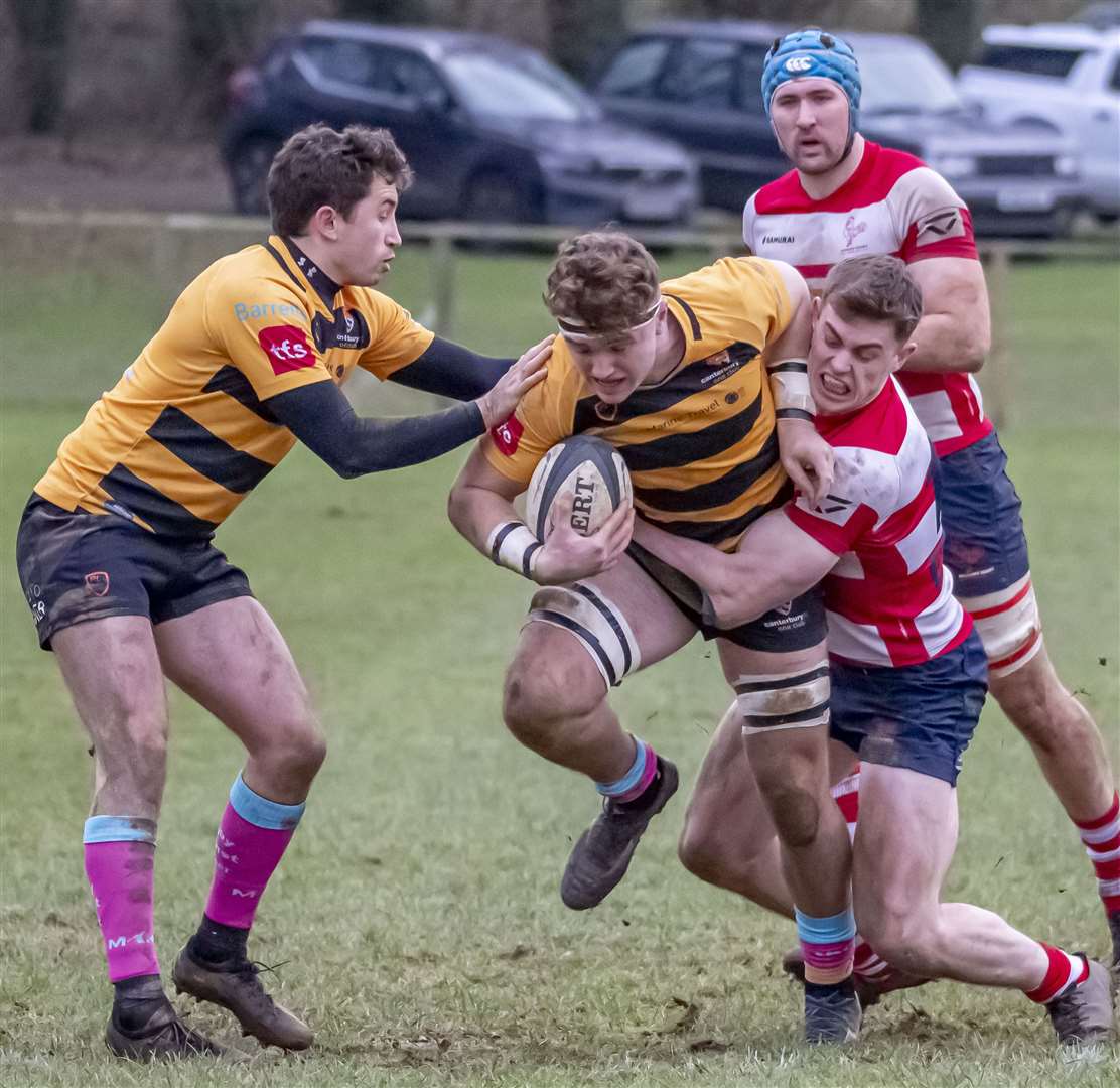 Canterbury attempt to break free against Dorking. Picture: Phillipa Hilton