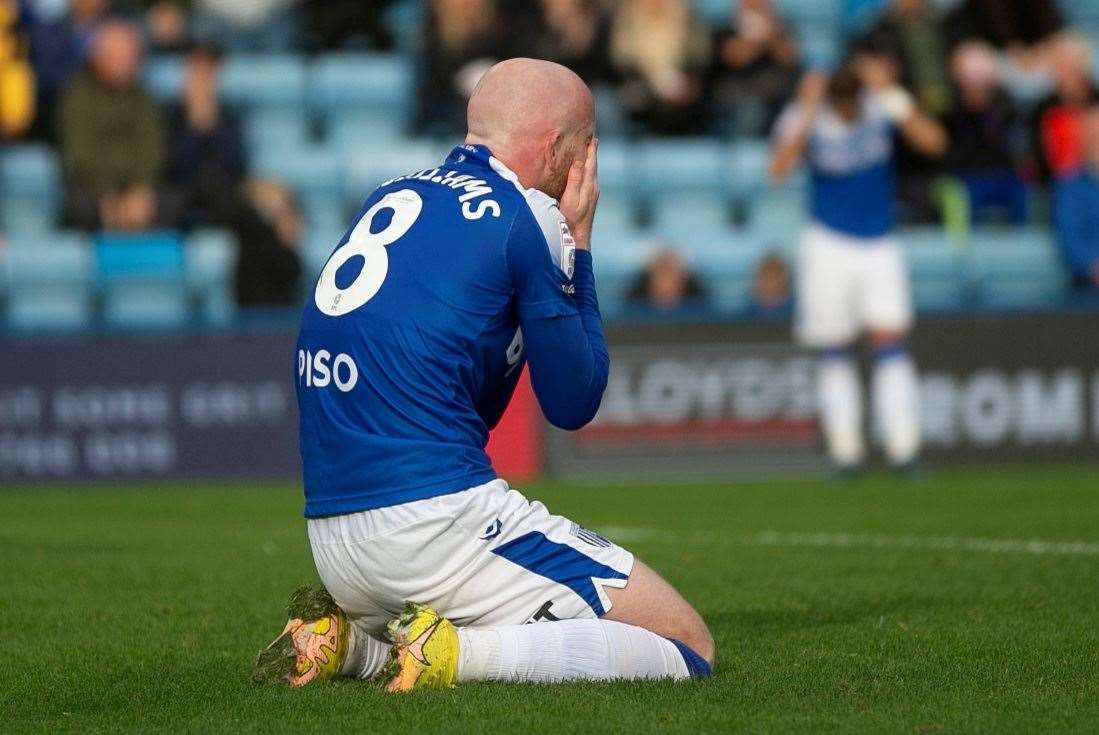 Frustration from Jonny Williams as Gillingham lose to Newport County Picture: Beau Goodwin