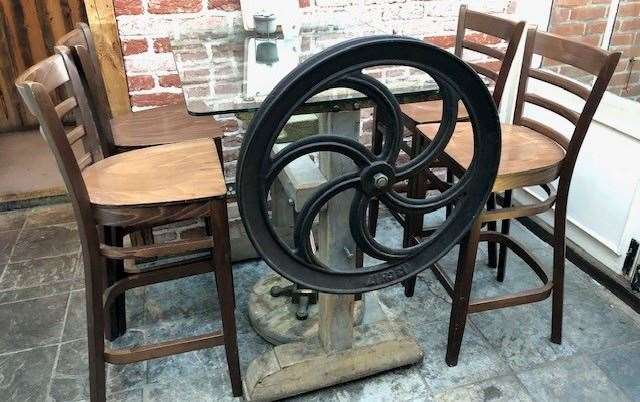 There are certainly some seriously interesting items of furniture at The Monument. This table has been fashioned out of an old hop press.