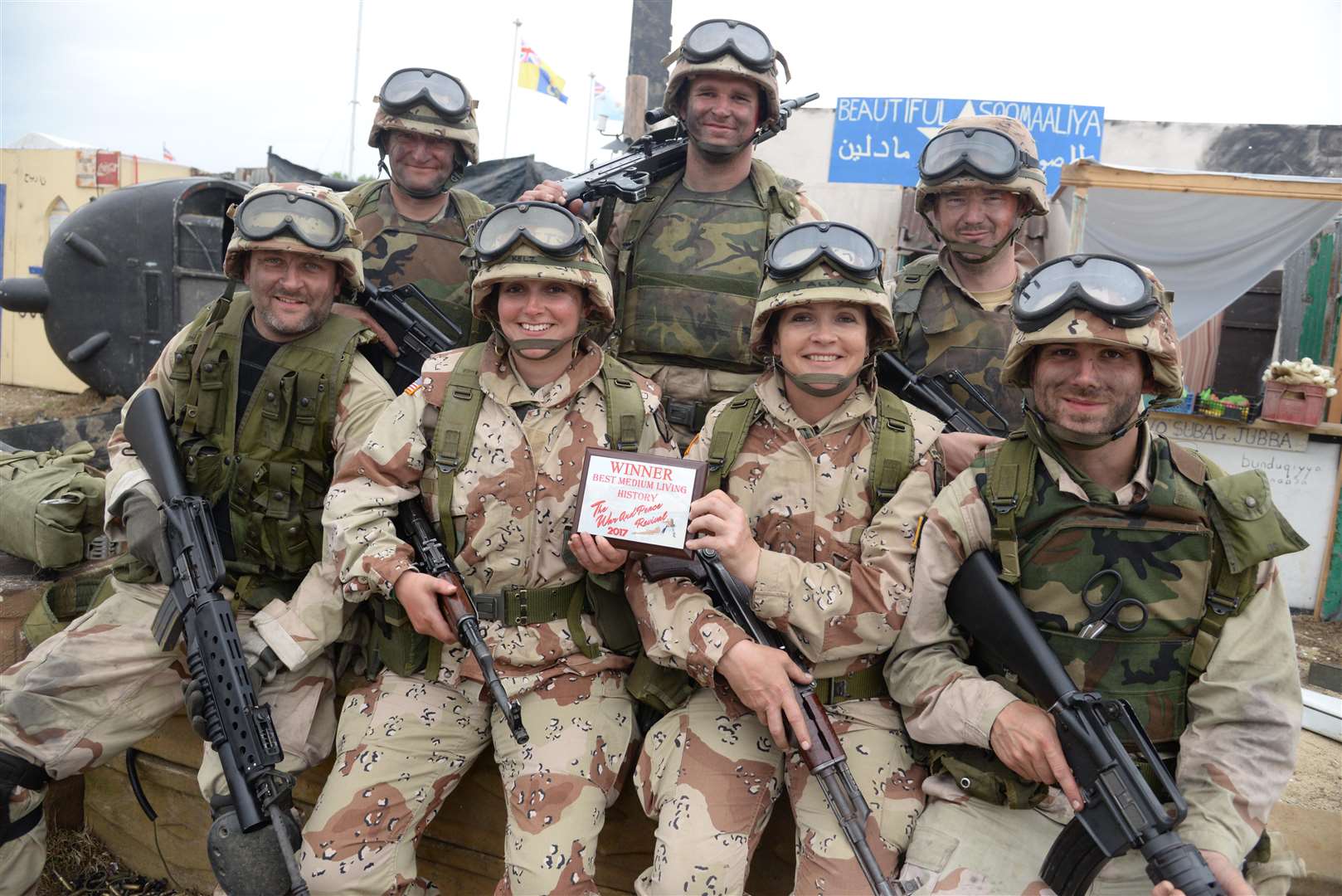 The 360 History Group who won the best medium living history award for the 'Black Hawk Down' display at the War and Peace show at the Hop Farm, Paddock Wood on Saturday. Picture: Chris Davey FM4868564 (3045552)